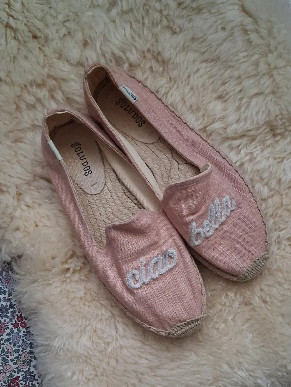 Soludos Anthropologie Pink Embroidered 'Ciao Bella' Espadrilles